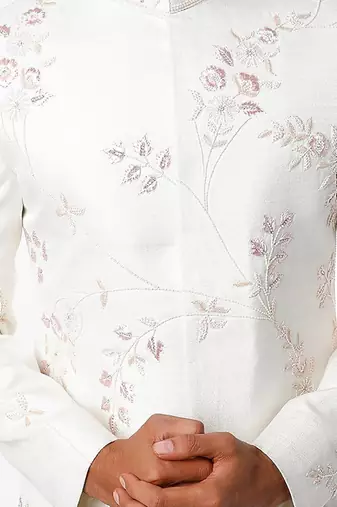 White Sherwani And Churidar