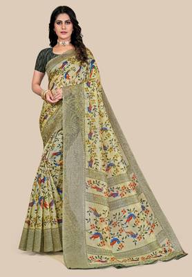 Bhagalpuri silk saree with woven desing border  with blouse 1