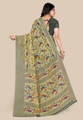 Bhagalpuri silk saree with woven desing border  with blouse 3