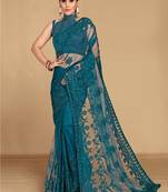 Soft net saree  with embroidered border with blouse