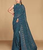 Georgette saree with embroidered border with blouse