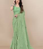 Sequence Work Georgette Saree With Lace Border  With Blouse