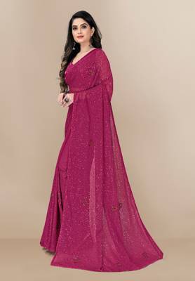 Sequence Work Georgette Saree With Lace Border  With Blouse 2