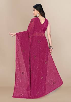 Sequence Work Georgette Saree With Lace Border  With Blouse 3