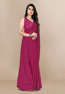 Sequence Work Georgette Saree With Lace Border  With Blouse 4