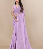 Sequence Work Georgette Saree With Lace Border  With Blouse