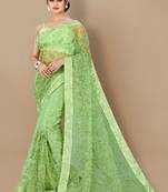 Soft Net Saree With All Over Thread Embroidered Work With Embroidered  Border With Blouse