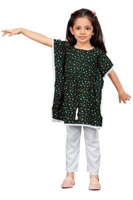 Green printed rayon kids-kaftans 1