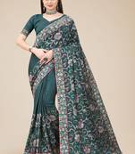 Dolla silk saree with kashmiri embroidered work with embroidered  border with blouse