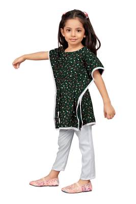 Green printed rayon kids-kaftans 2