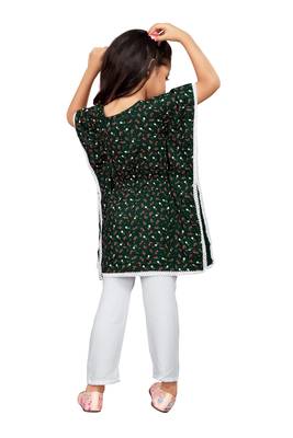 Green printed rayon kids-kaftans 3