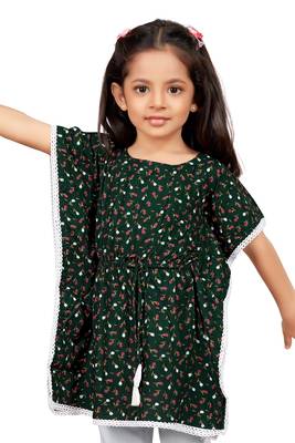 Green printed rayon kids-kaftans 5