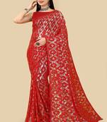 Soft Net Saree With Sequence Work  With Embroidered Border With Blouse