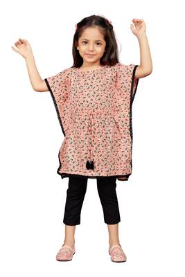 Pink printed rayon kids-kaftans 1