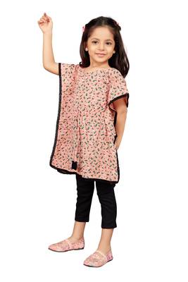 Pink printed rayon kids-kaftans 2