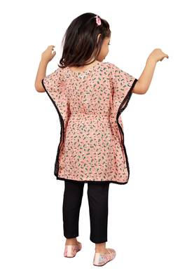 Pink printed rayon kids-kaftans 3