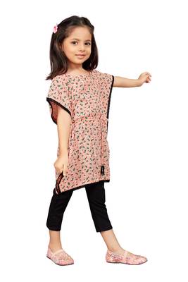 Pink printed rayon kids-kaftans 4