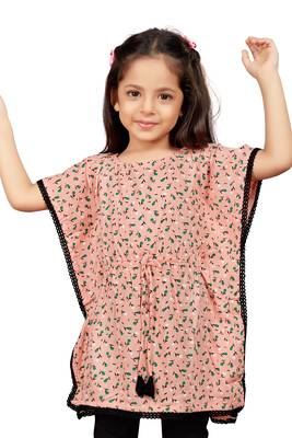 Pink printed rayon kids-kaftans 5