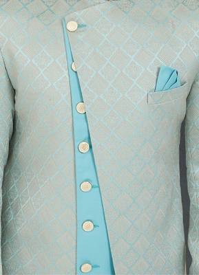 grey Jacquard embroidered Sherwani 2