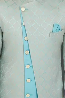 grey Jacquard embroidered Sherwani