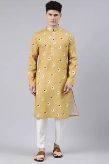 Mustard Bandhani Kurta Set