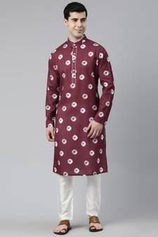 Maroon Bandhani Kurta Set