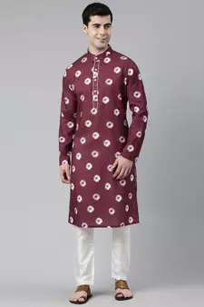 Maroon Bandhani Kurta Set