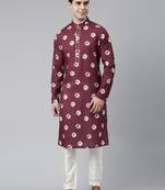Maroon Bandhani Kurta Set