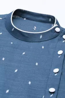 Denim Blue Design Asymmetrical Kurta Set