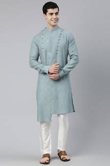 Light Teal Green Asymitrical Kurta Set