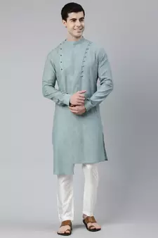 Light Teal Green Asymitrical Kurta Set
