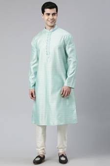 Light Blue Jacquard Silk Kurta Set