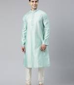 Light Blue Jacquard Silk Kurta Set