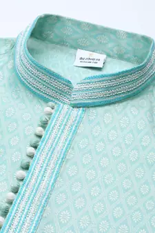 Light Blue Jacquard Silk Kurta Set