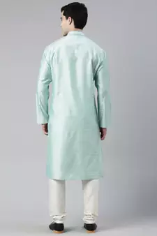 Light Blue Jacquard Silk Kurta Set