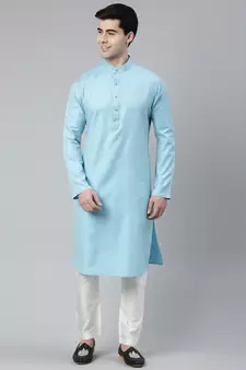 Light Blue Premium Jacquard Silk Kurta Set