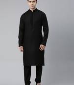 Black Cotton Kurta Set
