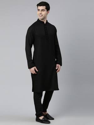 Black Cotton Kurta Set 4
