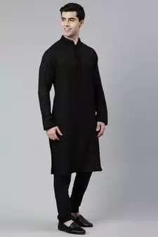 Black Cotton Kurta Set