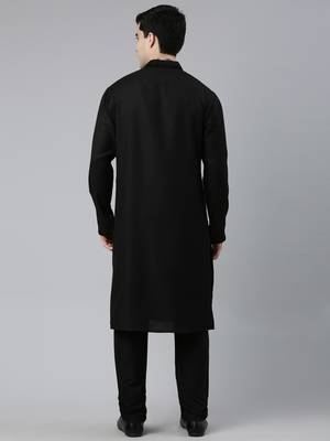 Black Cotton Kurta Set 5