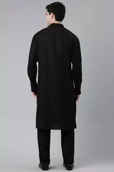 Black Cotton Kurta Set
