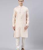 Peach Jacquard Kurta Set
