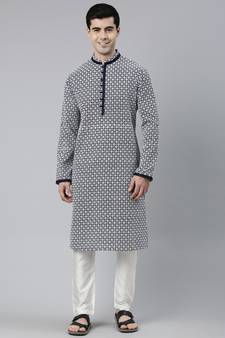 Navy Chikankari Kurta Set