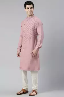 Old Rose Angrakha Kurta Set