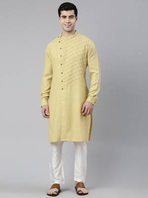 Yellow Angrakha Kurta Set 1