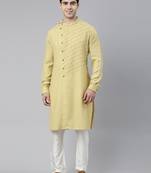 Yellow Angrakha Kurta Set
