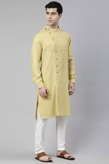Yellow Angrakha Kurta Set