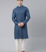 Denim Blue Angrakha Kurta Set