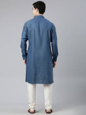 Denim Blue Angrakha Kurta Set 5