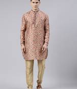 Light  Orange Pashmina Printed Kurta